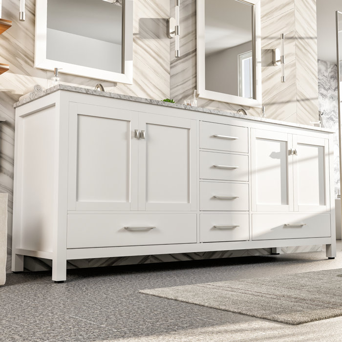 Brayden Studio® Pichardo 84'' Double Bathroom Vanity with Marble Top